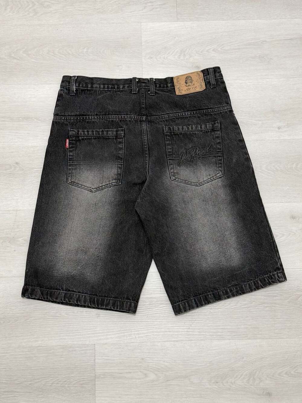 Vintage Y2K Joker Brand Baggy Faded Black Denim Jorts Size 36
